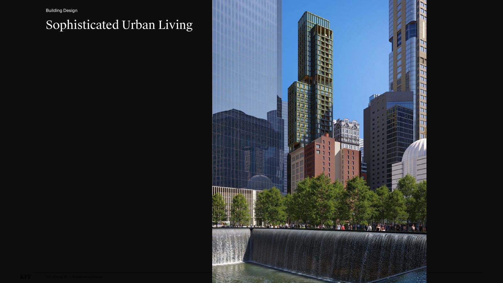 112 Liberty 从世界贸易中心方向观察的概念建筑效果图